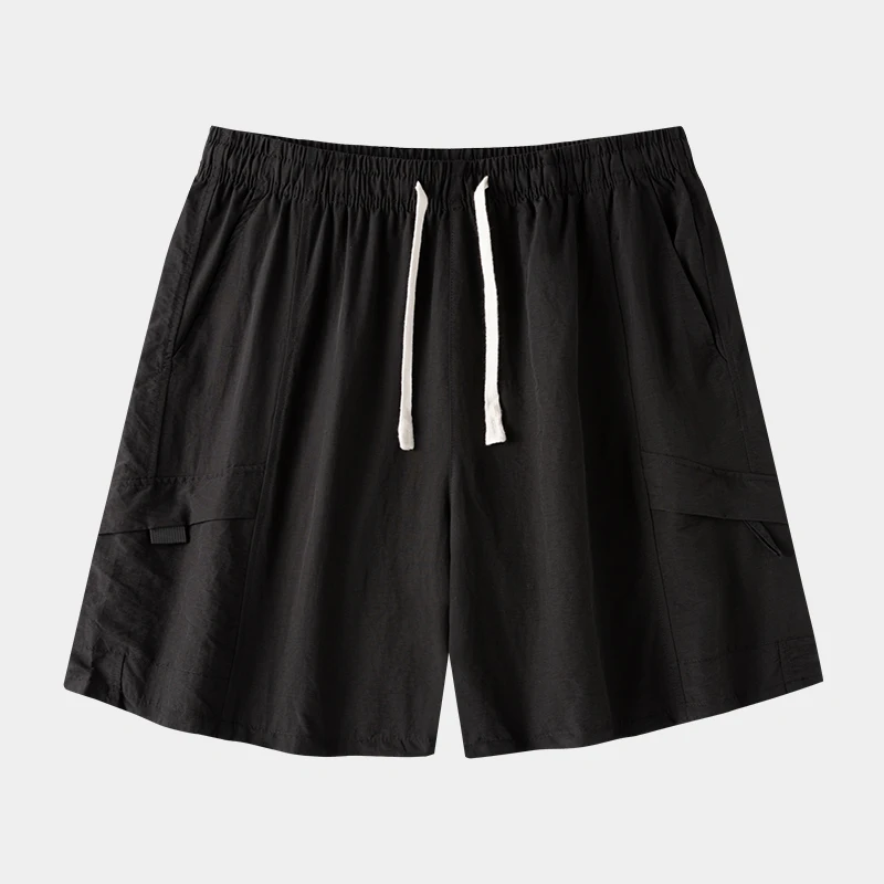 

Men's Ice Silk Work Shorts, Lightweight Breathable Quick Dry Casual Pants, Loose Fit 5/4 Length Mid Cargo Trousers for Summer