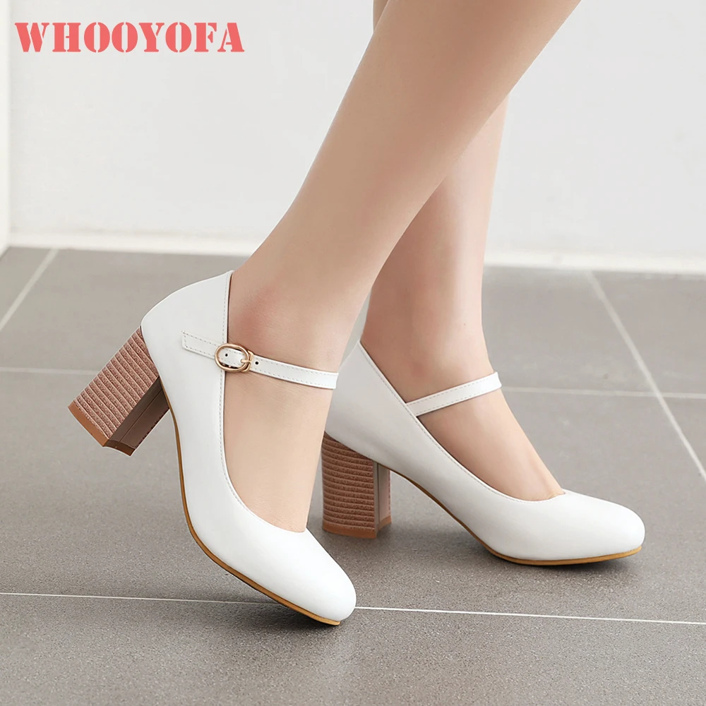 2026 Autumn Elegant Women Pumps Round Toe High Block Heels Lady Daily Shoes Large Plus Size 11 43 46 Wide Fit
