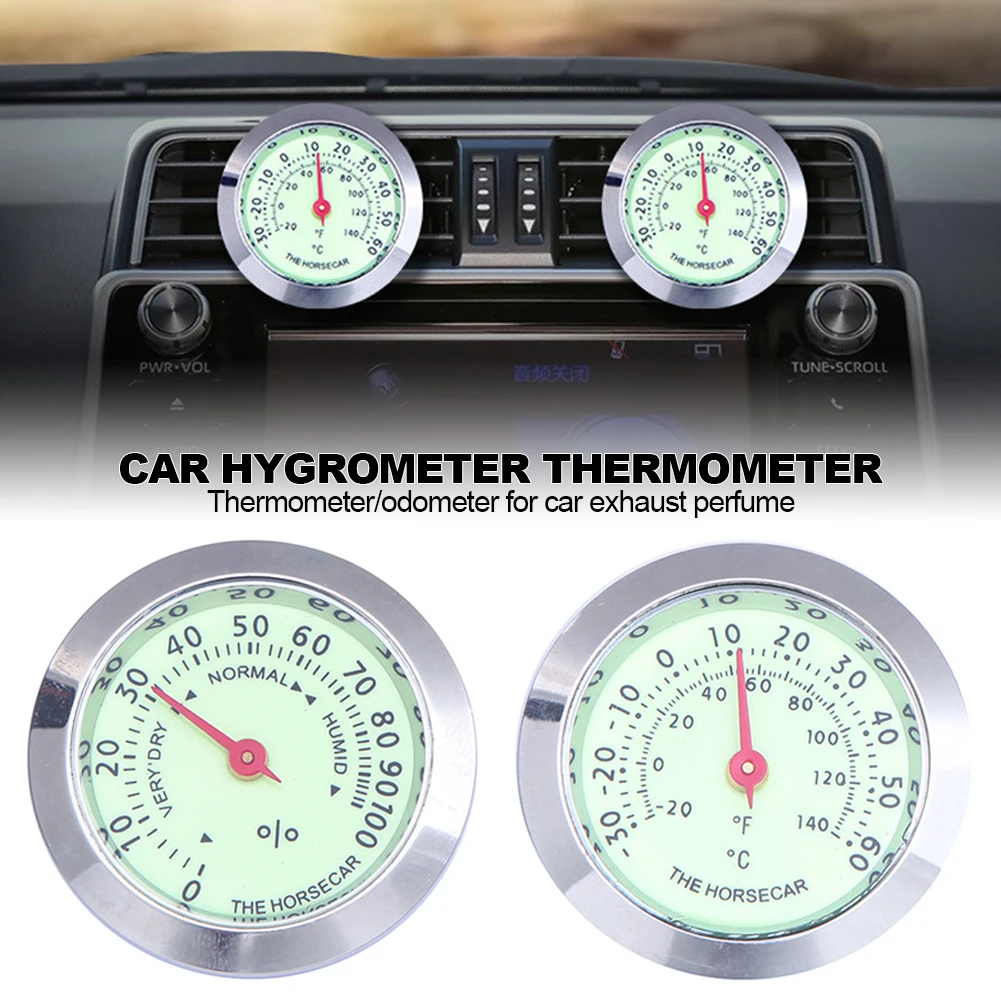 Automobile Air Vent Clip Mini Car Styling Luminous Thermometer Hygrometer Car Ornaments Interior Accessories Decoration