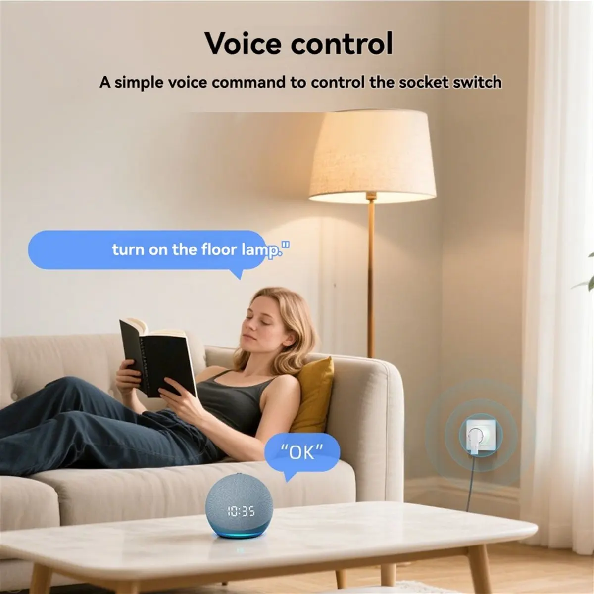 ABZJ Smart Plug WiFi Socket 16A Power Monitor Timing Function Tuya SmartLife APP Control for Alexa Google Assistant EU Plug