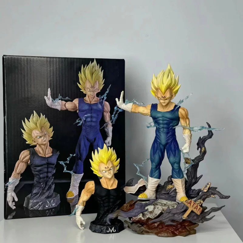 

20cm Anime Dragon Ball Majin Vegeta Figure Statue Replace Head Pvc Action Figurine Collection Model Desktop Decoration Light Toy