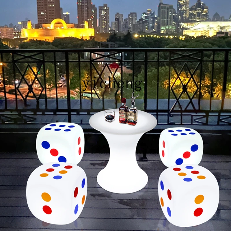 

Tqh Outdoor Camping Luminous Table and Chair Set Factory Direct Sales Dice Stool Bar Restaurant Outdoor