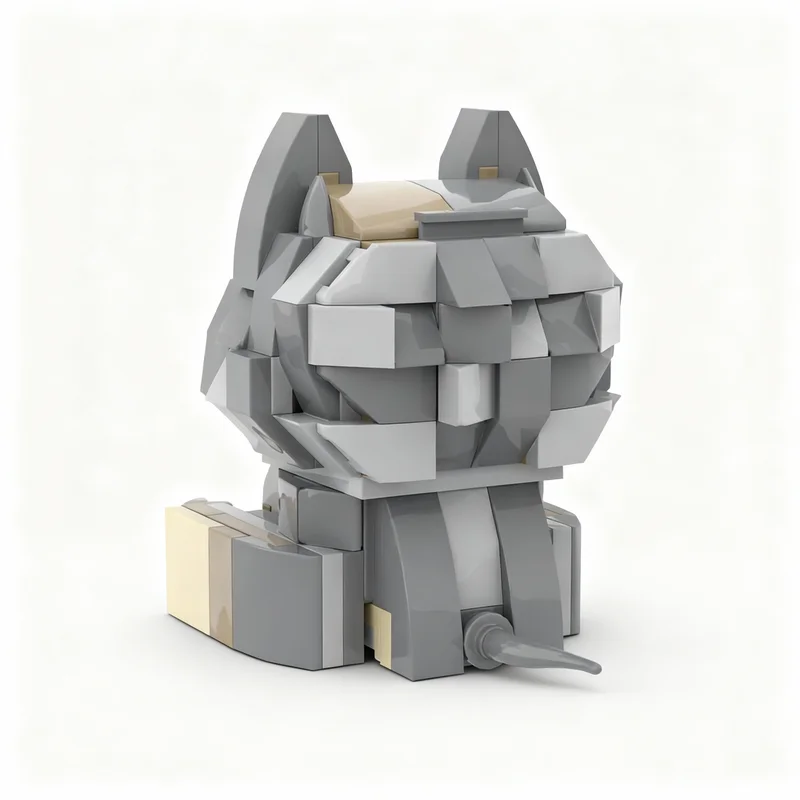 182pcs MOC BrickHeadz Grey Wolf Brickhead Model Building Blocks Architecture Christmas Gifts Toy Education Birthday DIY Creative