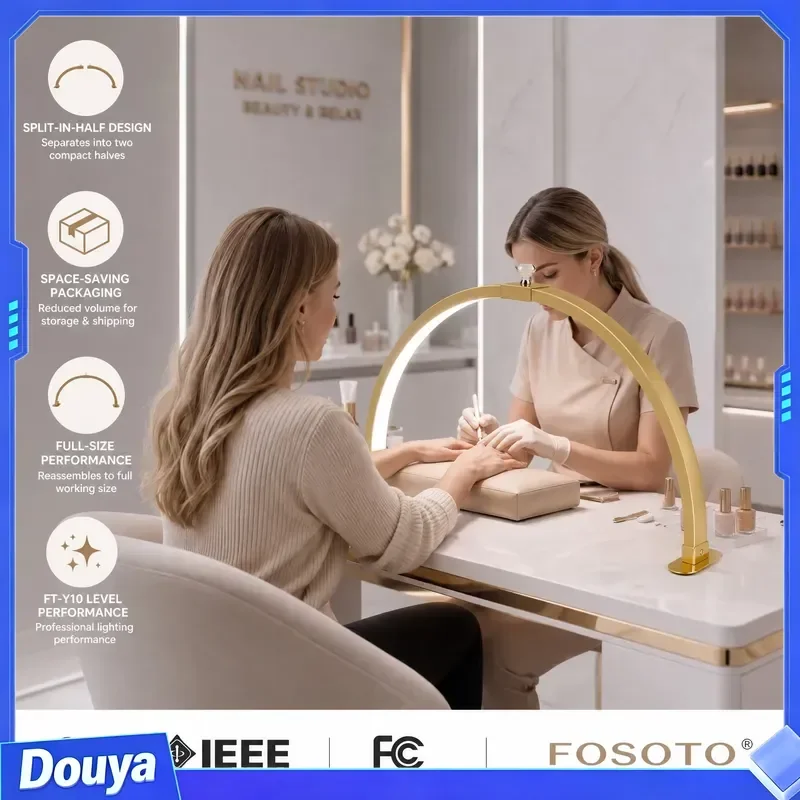 Professional 30 Inch Table Nail Light UV LED Half Moon Desk Nail Lamp 2-in-1 Foldable Manicure Light for Use