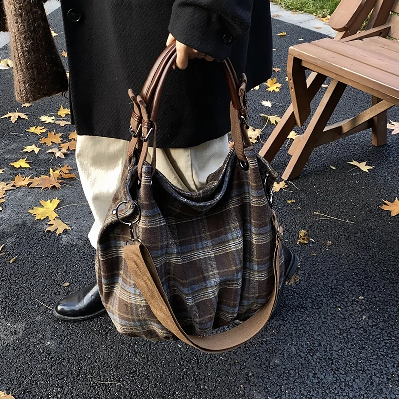 

Vertical Korean Version Casual Large Dumpling Bag Winter Style Plaid Tote bag Versatile Handbag Crossbody Bagсумка женская