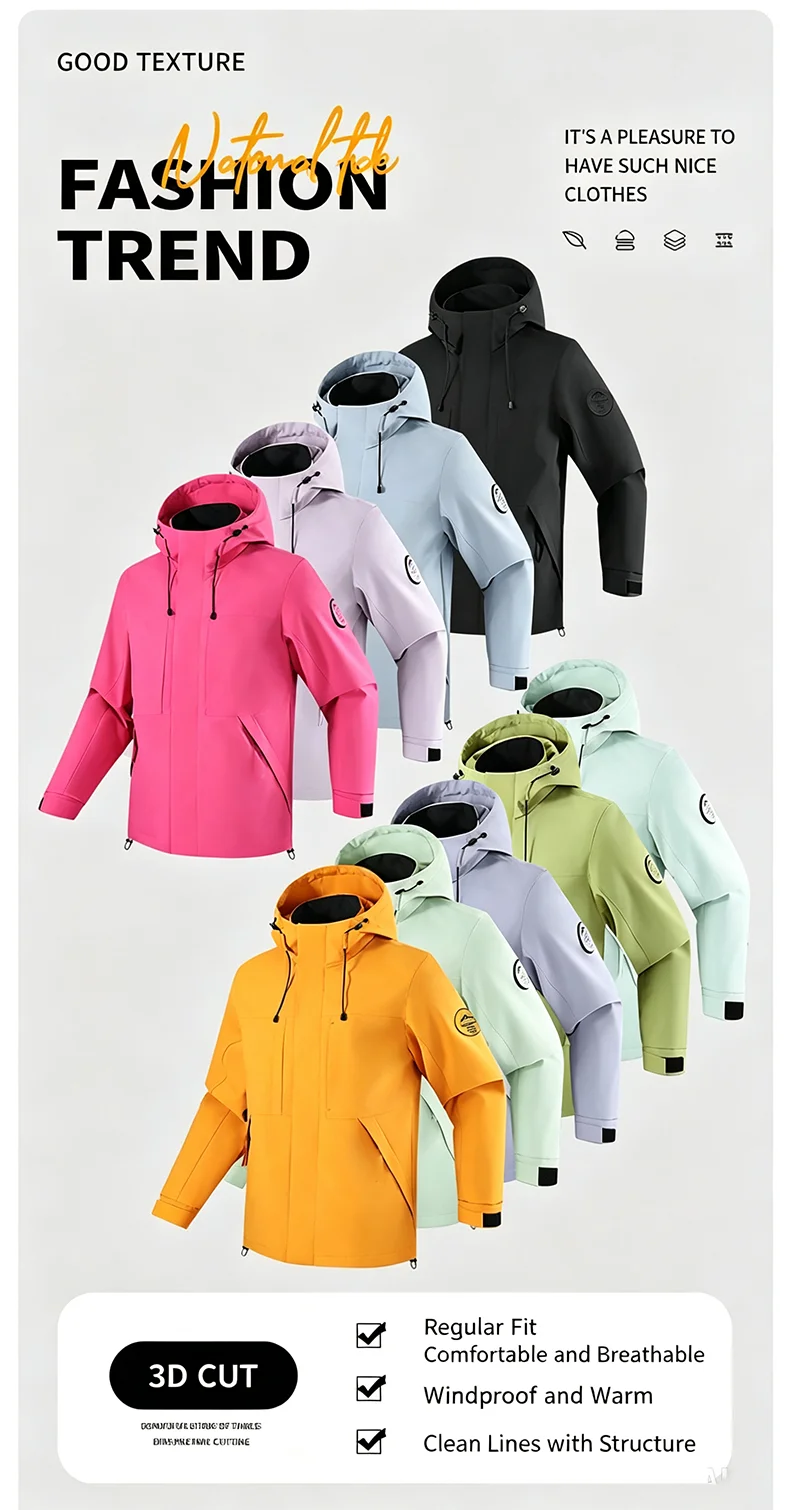 LNGXO Wasserdichte Windjacke für Damen und Herren, Outdoor-Sport, winddichte, einlagige Jacke, Wander-, Trekking-, Bergsteiger-Regenjacke – Detail 4