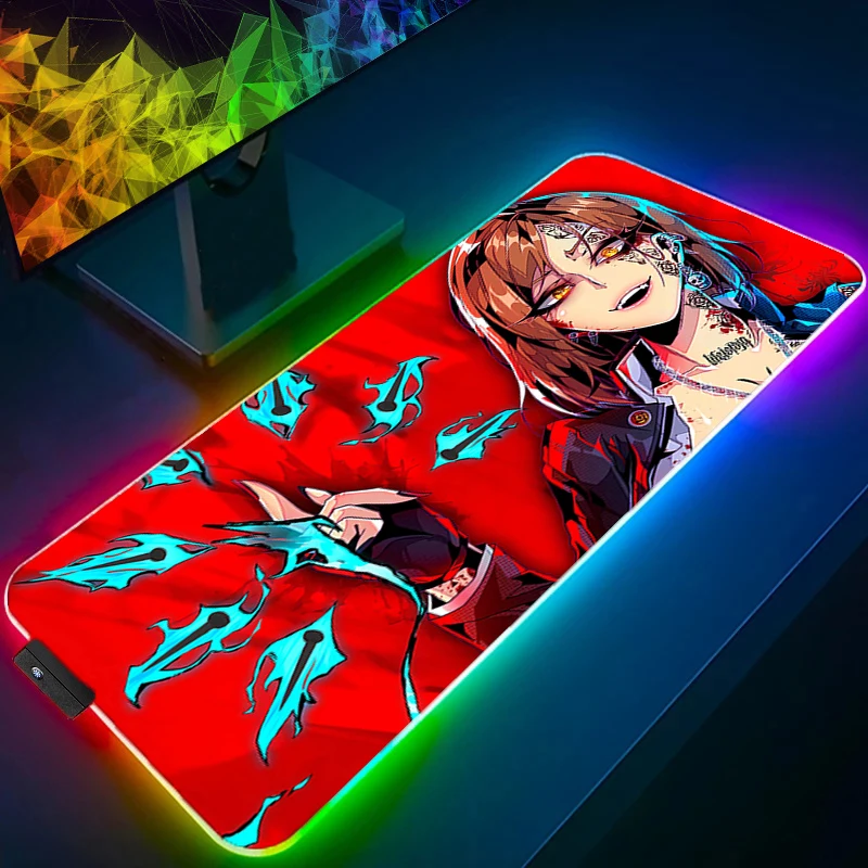 RGB Mouse Pad Anime Sexy Girls Anime Carpe Large PC Gamer Computer LED Mausepad Keyboard Gaming Accessories Backlight Desk Mat