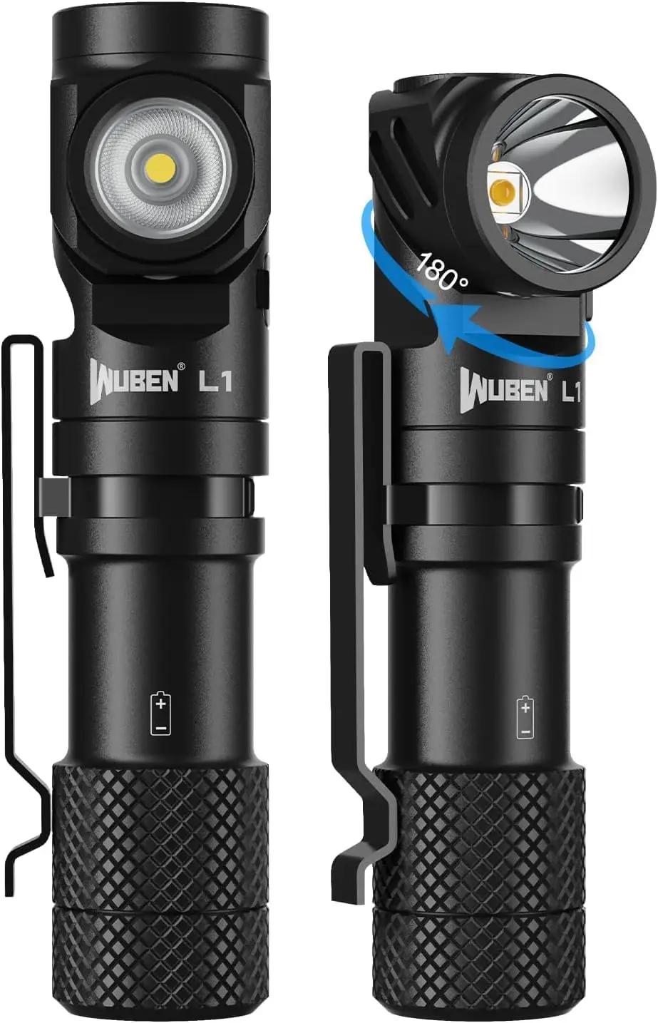 

2000 Lumen Rechargeable Flashlight with Dual Light Sources, 180° Rotating Head, IP68 Waterproof for Camping Emergencies