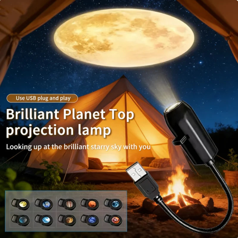 LED Projector Night Light USB-Powered Planet Lamp Creates Calming Ambiance Perfect as a Creative Decor or Photo Background Light