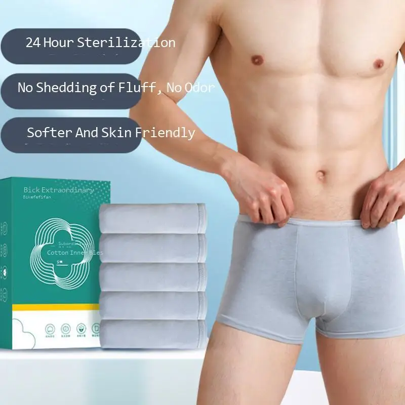 Men's Pure Cotton Shorts Disposable Soft Skin Friendly Underwear Portable Odorless Panties Sterilized Wash Free Underpants