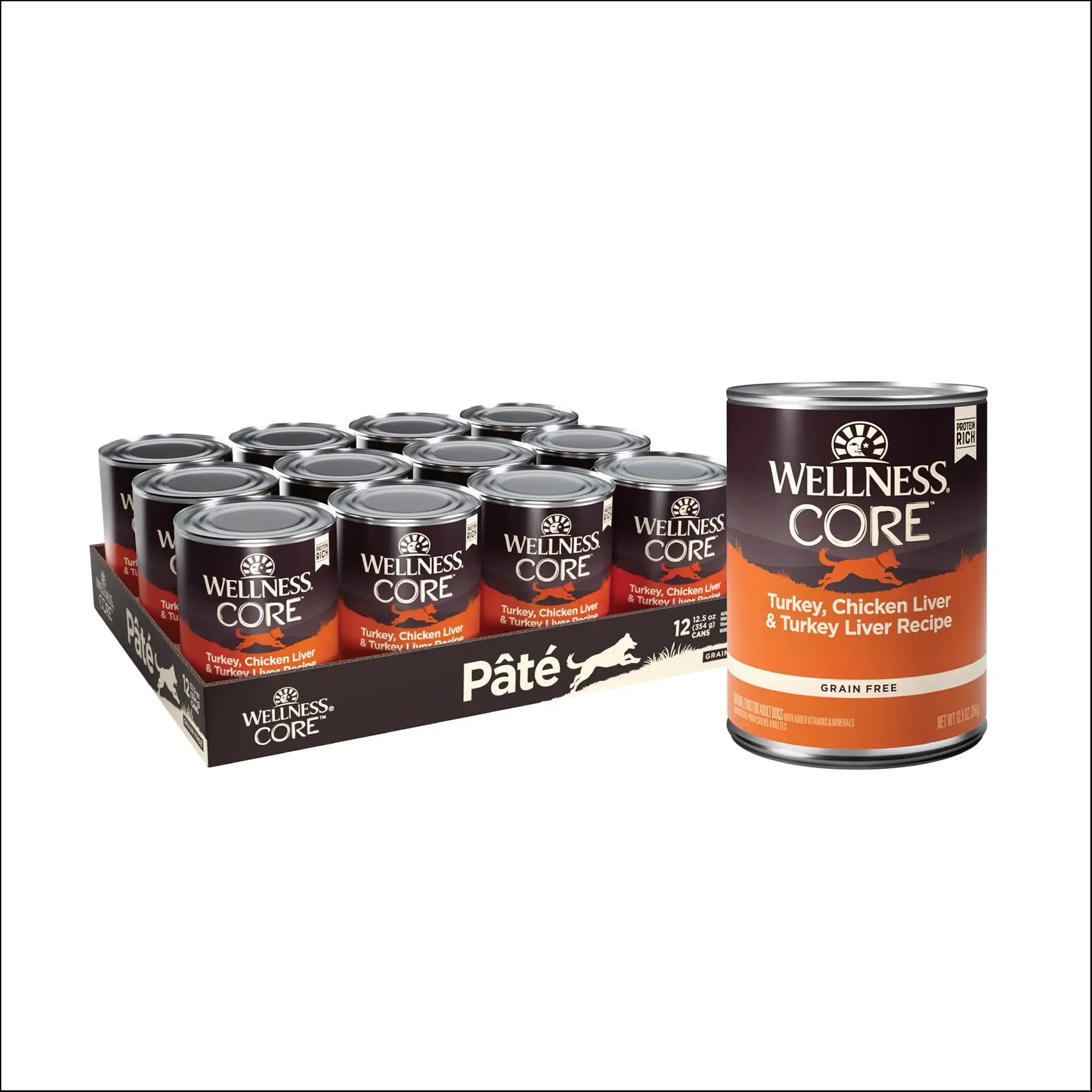 

Wellness Core Natural Wet Grain Free Canned Dog Food, Turkey & Chicken, 12.5-Ounce Can (Pack of 12)