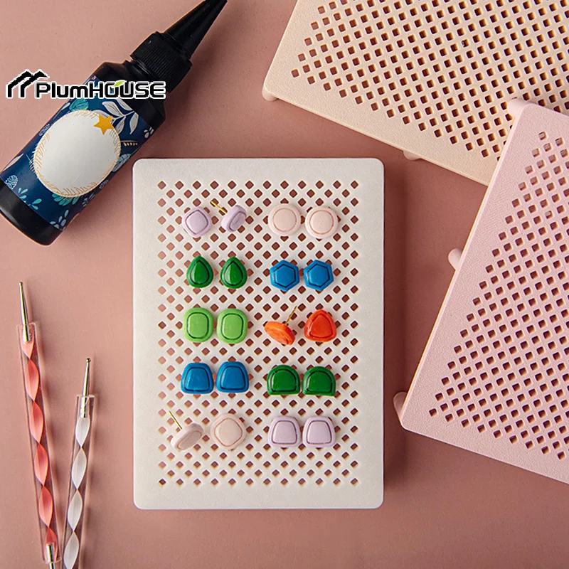 Polymer Clay Earring Fixing Rack Ultraviolet Lamp Pottery Clay Stud Bracket Manual Auxiliary Hole Position Fixing Holder Tool