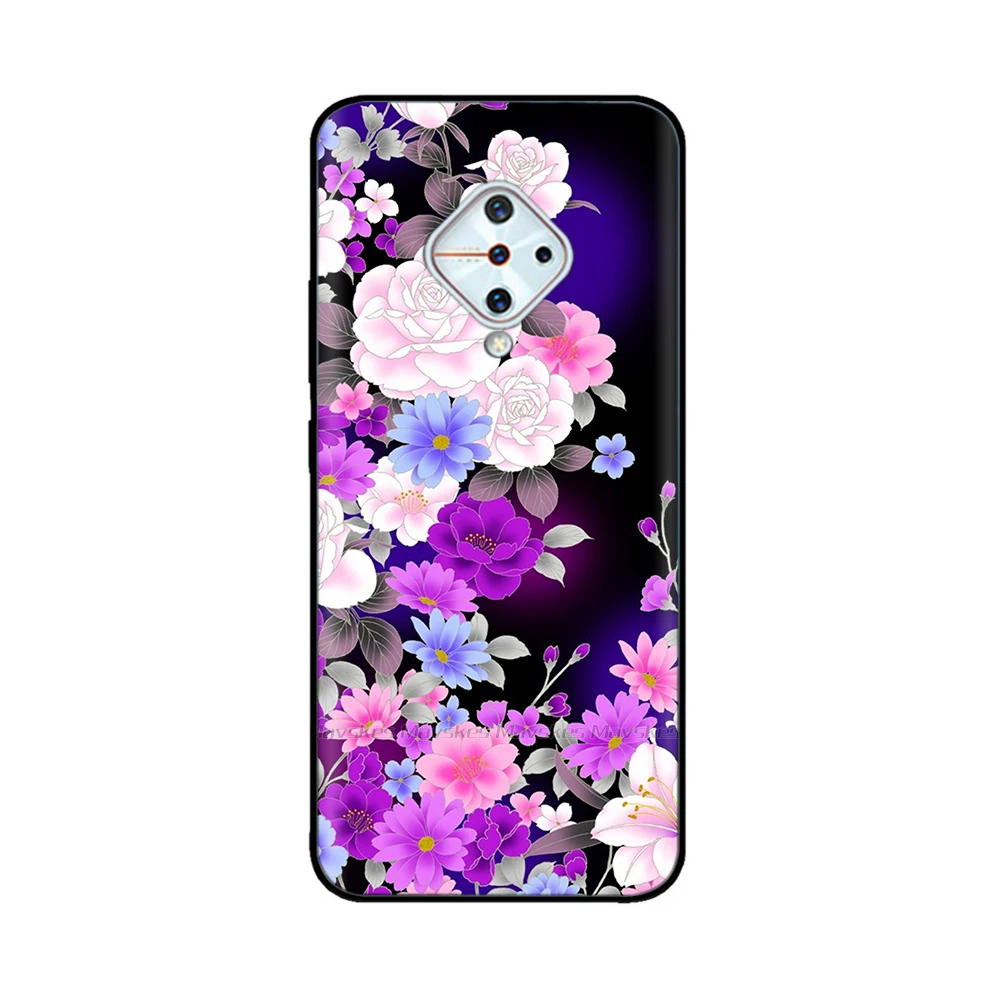 For Vivo V17 Case 6.38\'\' Silicone Soft Cat Flower Phone Cover for VIVO 1920 V17 Russia Case TPU Bumper for vivoV17 V 17