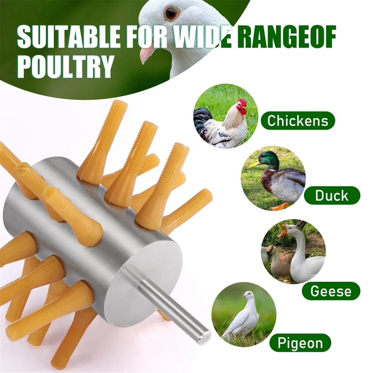 B59AChicken Plucker Drill Attachment Stainless Steel Chicken Plucker 18-Fingers Chicken Feather Removal Plucker Machine