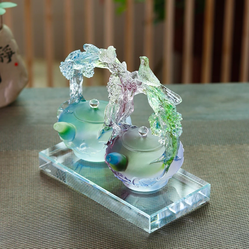 2024 New Craft Auspicious commemorative gifts Dragon and Phoenix Auspicious Glass Dragon Statue do dekoracji wnętrz