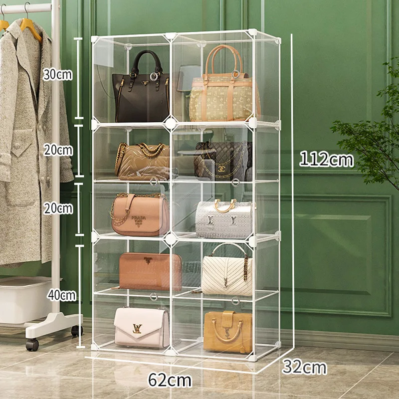 Bag storage artifact Household storage wardrobe Transparent display cabinet Storage box rack