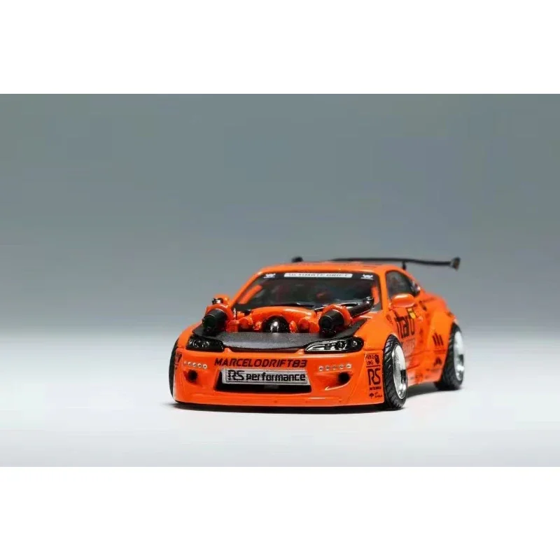 YS 1:64 Silvia S15 Marcelo Drift Cayenne V8 motor Diecast Diorama colección de modelos de coches juguetes en miniatura