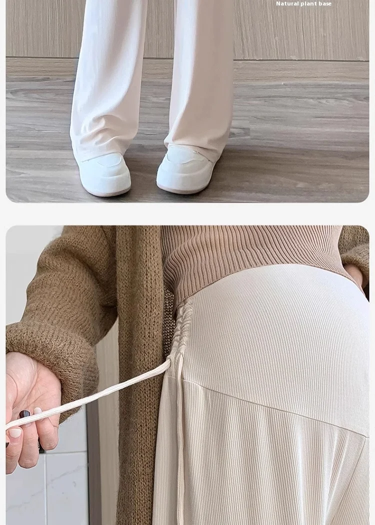 Umstandshose Frühling und Herbst Outdoor Wear Neue Sommer Petite Casual Kordelzug Gerade Hose mit weitem Bein Umstandsmode – Detail 3
