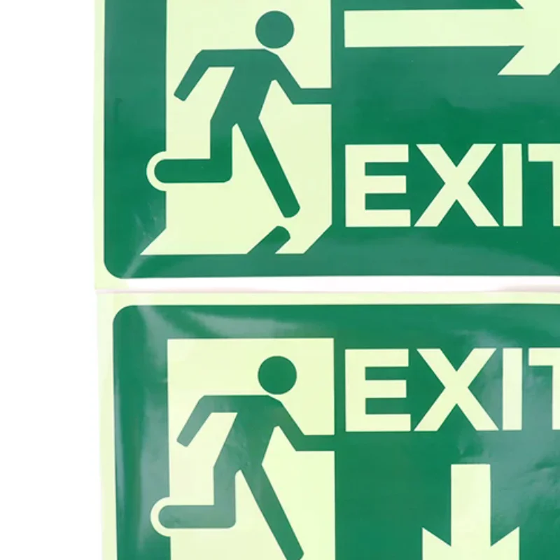 1PC Glow In Dark Exit Signs Luminous Security Stickers Wall Safety Adhesive Fire Evacuation Directional Night Visibility Signage