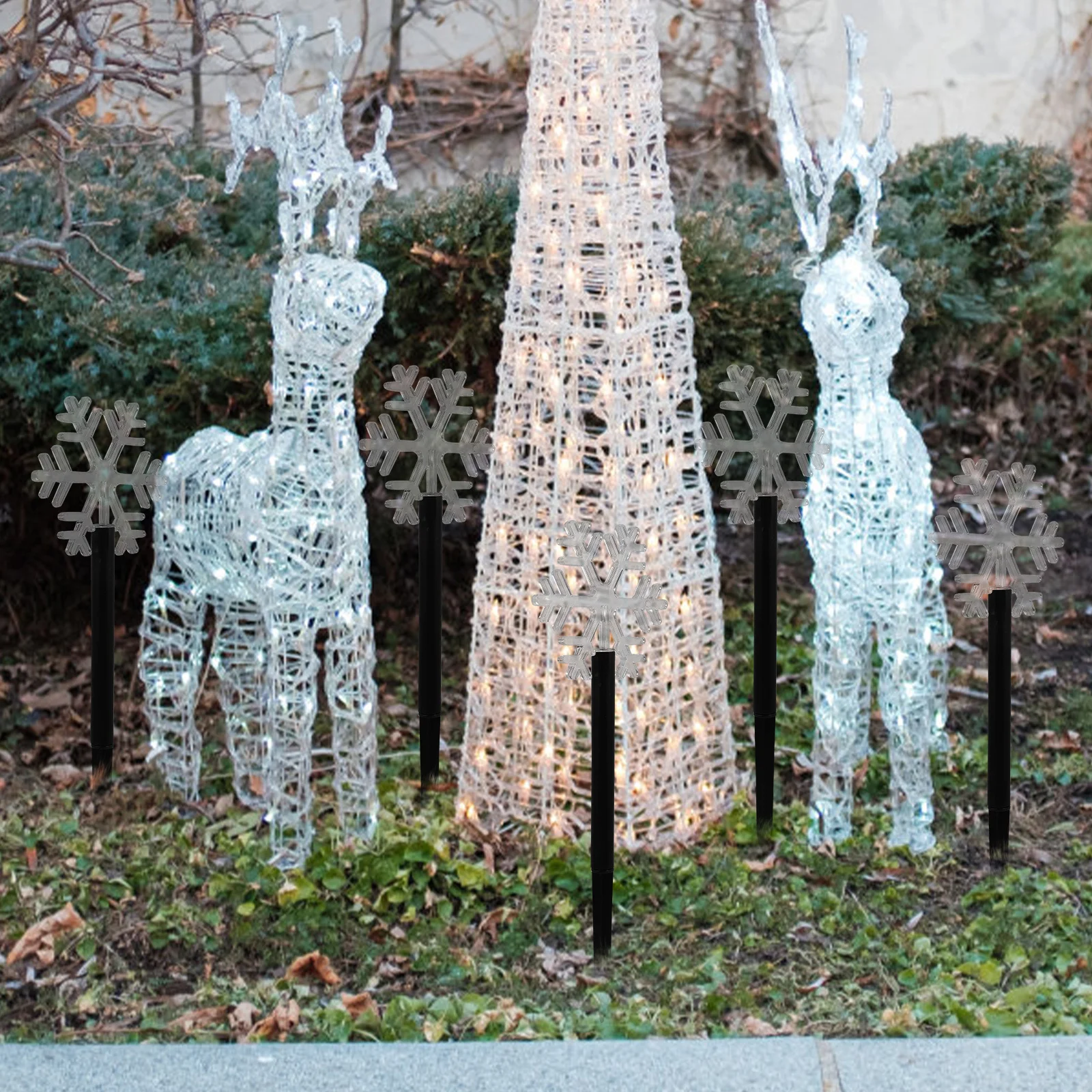 5 قطعة أضواء شجرة عيد الميلاد الشمسية إكسسوارات الإضاءة لحديقة الإضاءة في الهواء الطلق عطلة مصباح الديكورات ديكور الحديقة ضوء عيد الميلاد #2