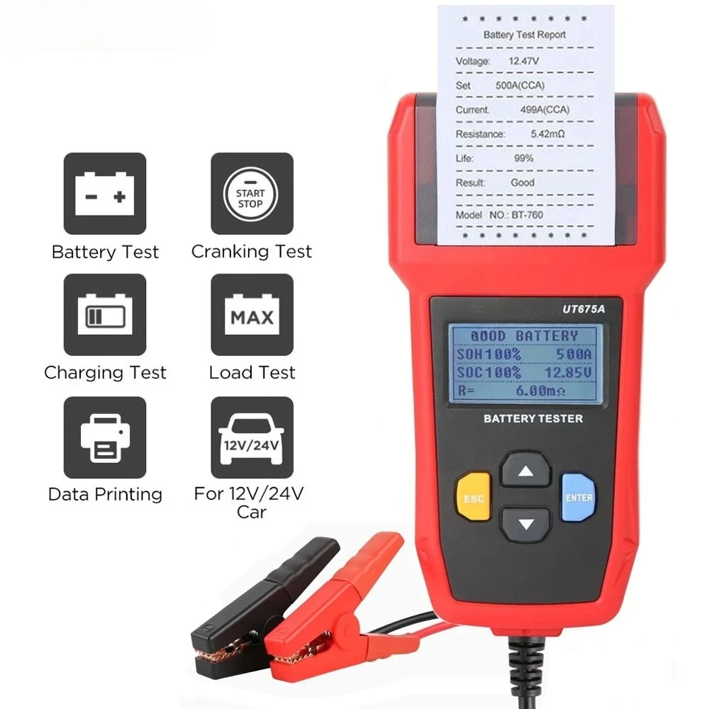 

UT675A Car Battery Tester Charger Analyzer 12V 24V Voltage Battery Test Car Battery Tester Charging Scanner