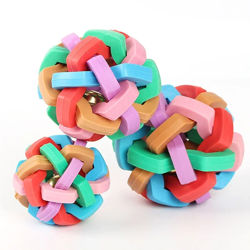 New Colorful Bell Ball Pet Toy TPR Macaron Braided Dog Elastic Bite Resistant Teeth Grinding High Boredom Relief Elastic Ball