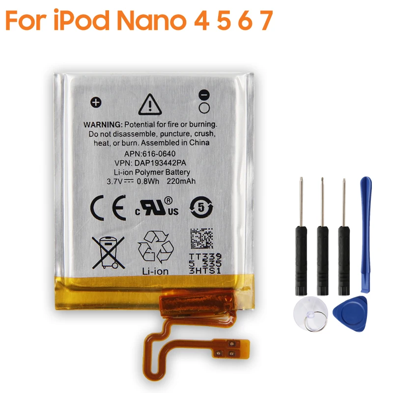 220mAh Battery 616-0406 616-0407 616-0531 616-0640 For iPod Nano 4 5 6 7 4th 5th 6th 7th Generation