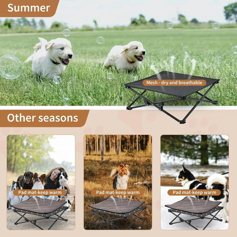 Elevated Dog Bed Raised Dog Bed  Cot Outdoor Dog Bed Folding  Pet Cot with Separate Washable Sleeping Mattress