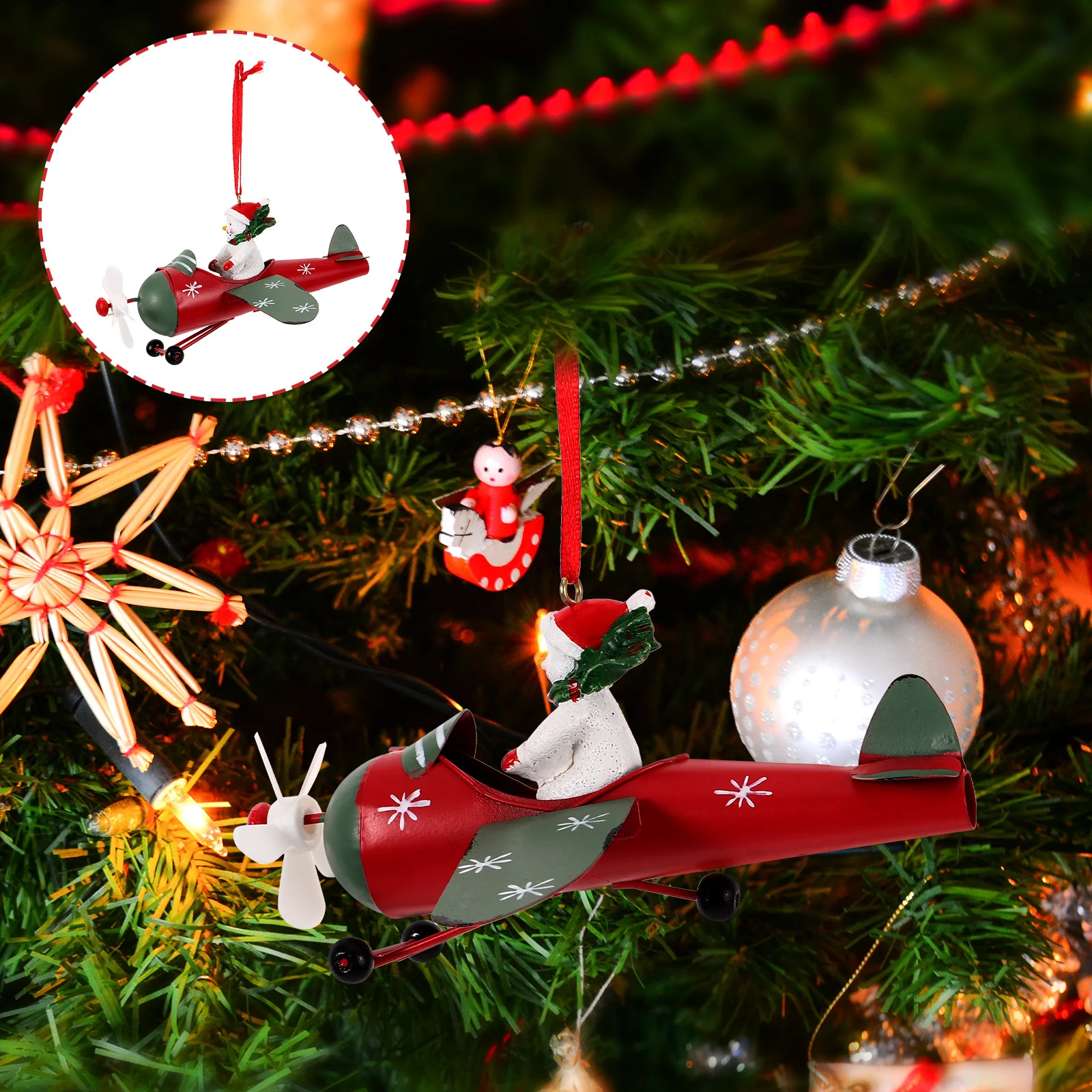 

Christmas Decoration Hanging Ornaments Xmas Tree Pendants Holiday Home Party Decor Snowman Airplane Design Scene Layout