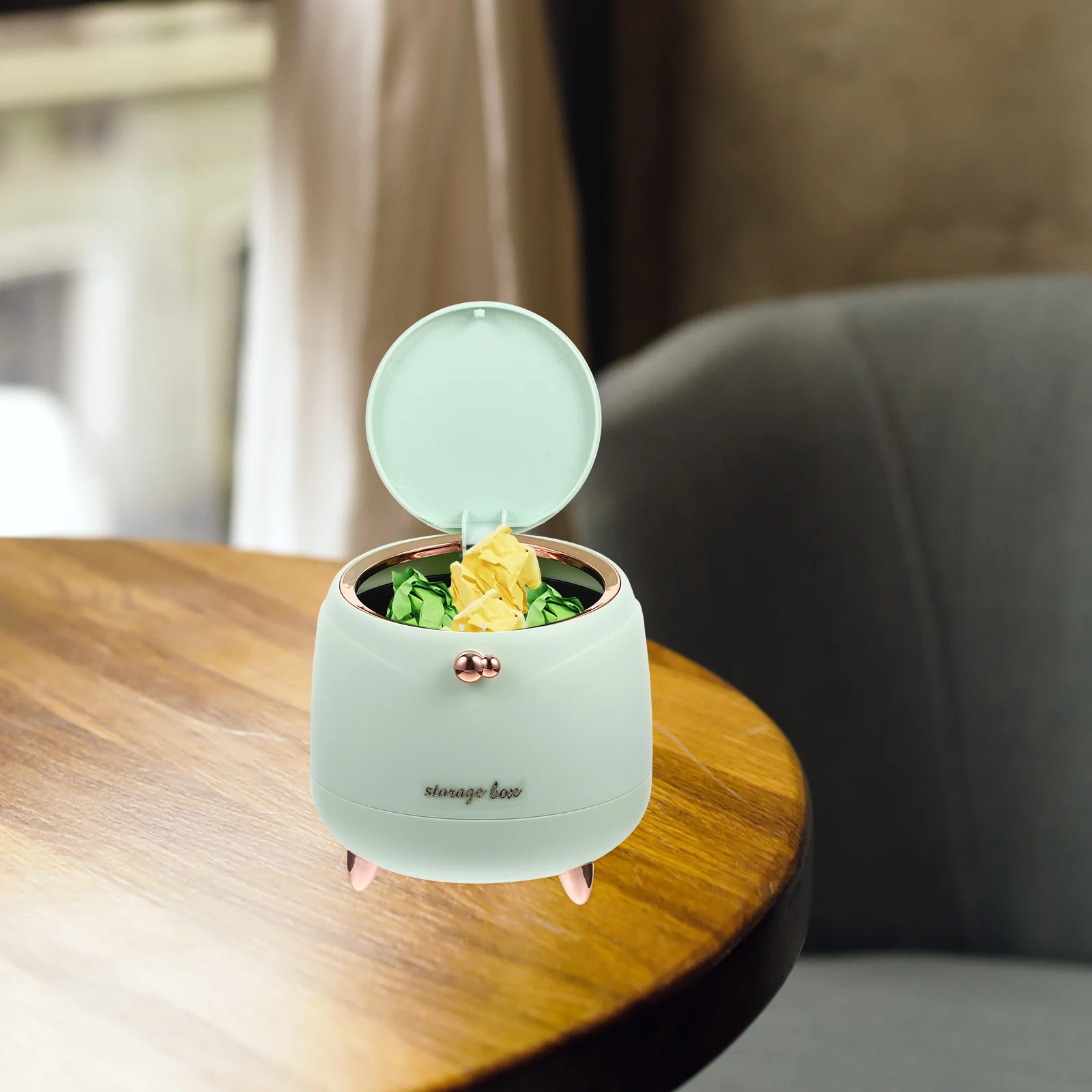 

Stylish Mini Trash Can Press Type Reusable Desktop Garbage Can With Lid For Storage