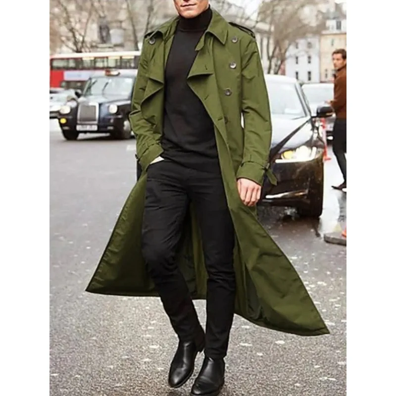

Streetwear Fashion Trench Men's Thin Coat Designer Overlong British Coats Man's Clothing with Epaulets Men's Jackets for Spring