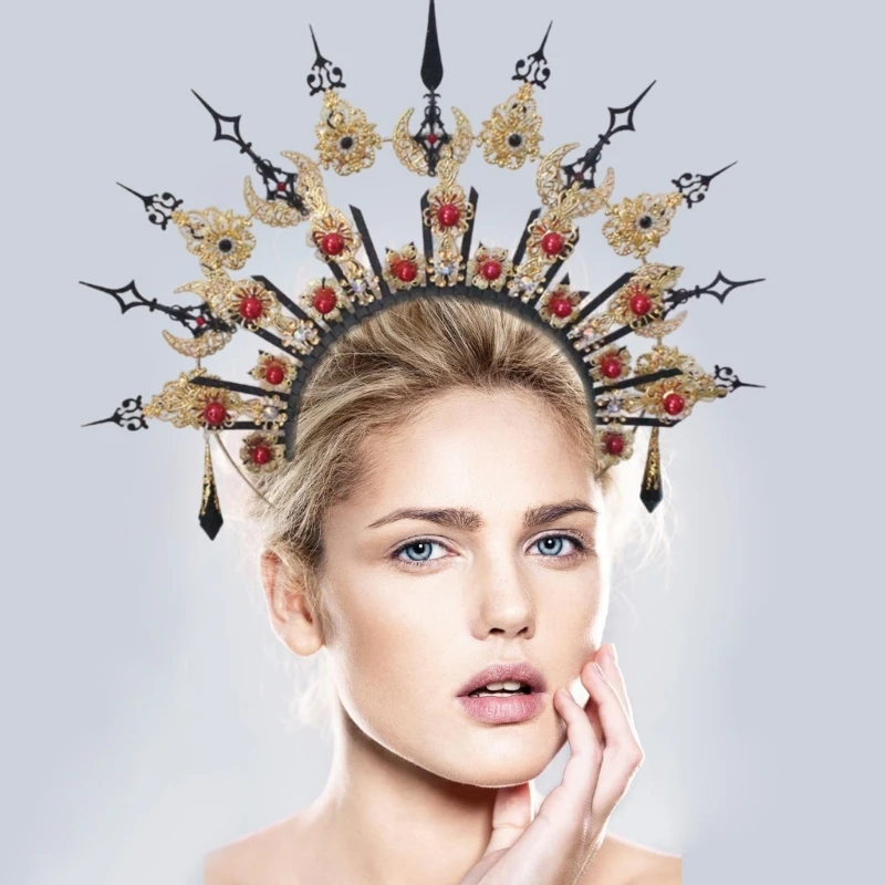 Mother of God Tiaras Crown Hairhoop Craft Bag Elegant Masquerade Cosplay Headband Women Church Headband Crownpiece Kits