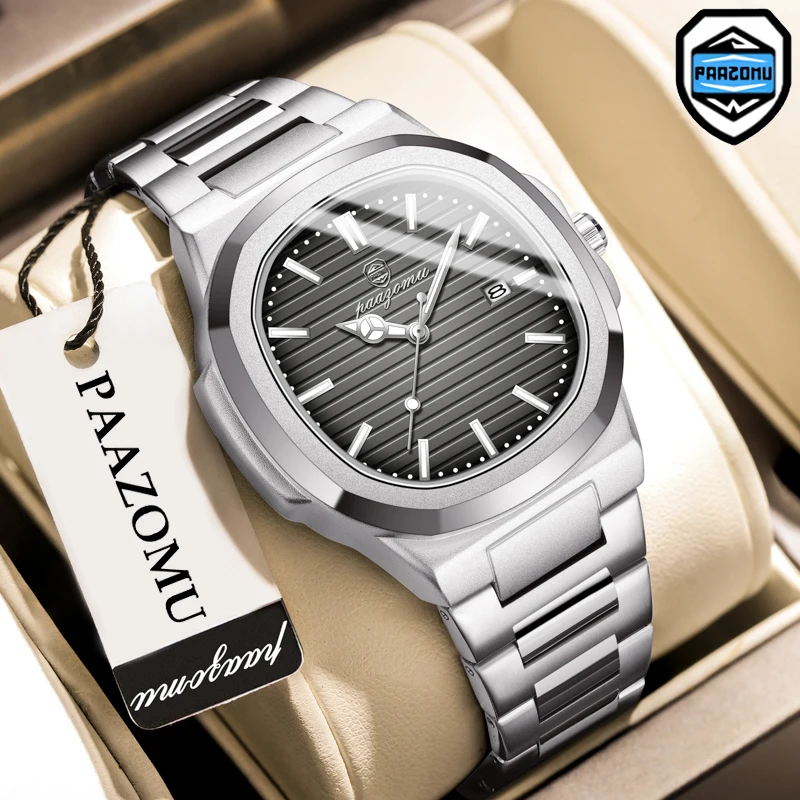 

PAAZOMU 2025New Men Stainless Steel Watch Quartz Waterproof Male Clock Business Watch Mens Watches Top Brand Luxury Men Watch
