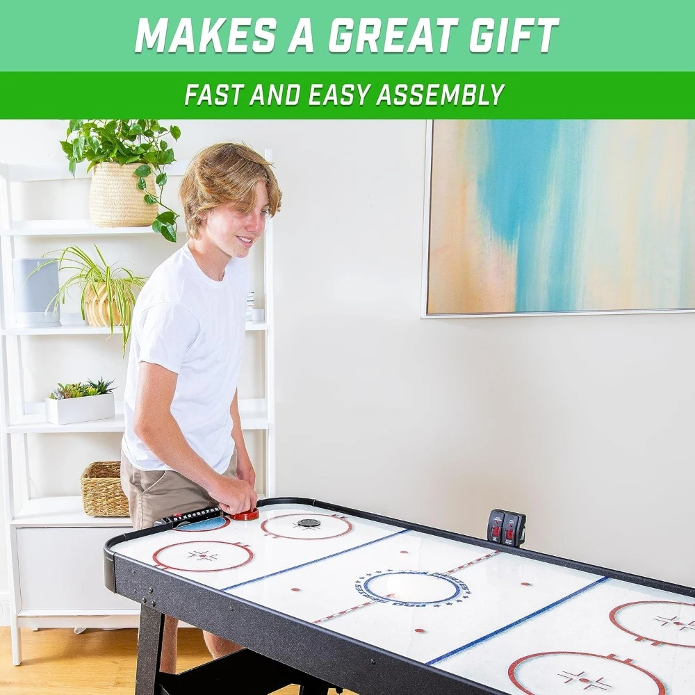 54-Zoll-Airhockey-Arcade-Tisch für Kinder und Erwachsene-beinhaltet 2 Drücker, 3 Pucks, Wechselstrom motor und LED-Anzeigetafel-Eiche oder Schwarz