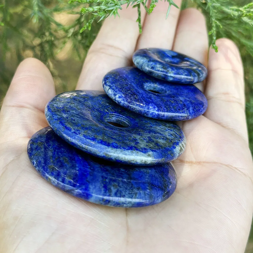 25,40,50mm Round Donut Rings Blue Lapis Lazuli Natural Stone Beads for DIY Necklace Bracelet Pendant Charms Jewelry Making 1 Pcs