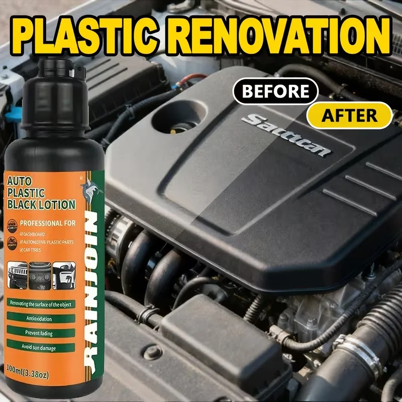 100ml Auto-Kunststoff-Auffrischer, Schwarzungs- und Revitalisierungsmittel für Innen- und Außenbereich, Anti-Verblassungs- und Sonnenschutz