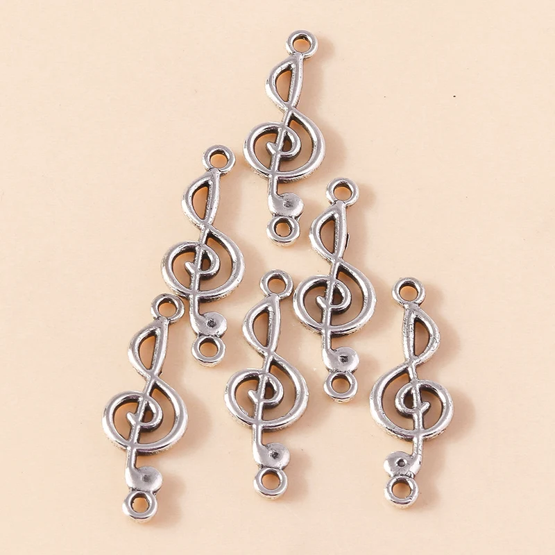 30 Stück 10x29mm Niedliche Legierungs-Musiknoten-Anhänger Verbinder für Schmuckherstellung DIY Armbänder Halsketten Ohrringe Handgemachtes Kunsthandwerk Geschenk – Detail 5