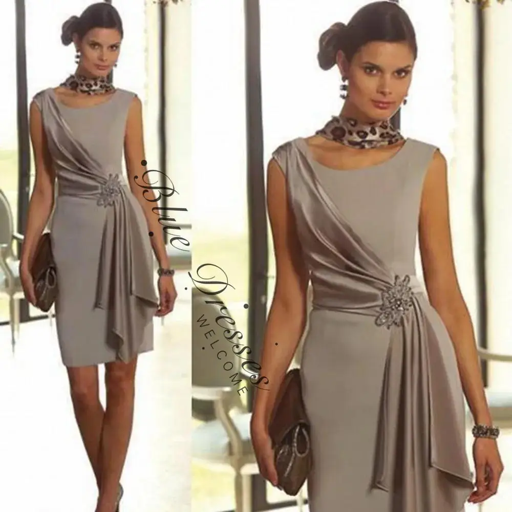 

customized LatestSleeveless Chiffon Mother of The Bride Dresses Lace Knee Length Mother Formal Dress Party Dinner Prom Dress