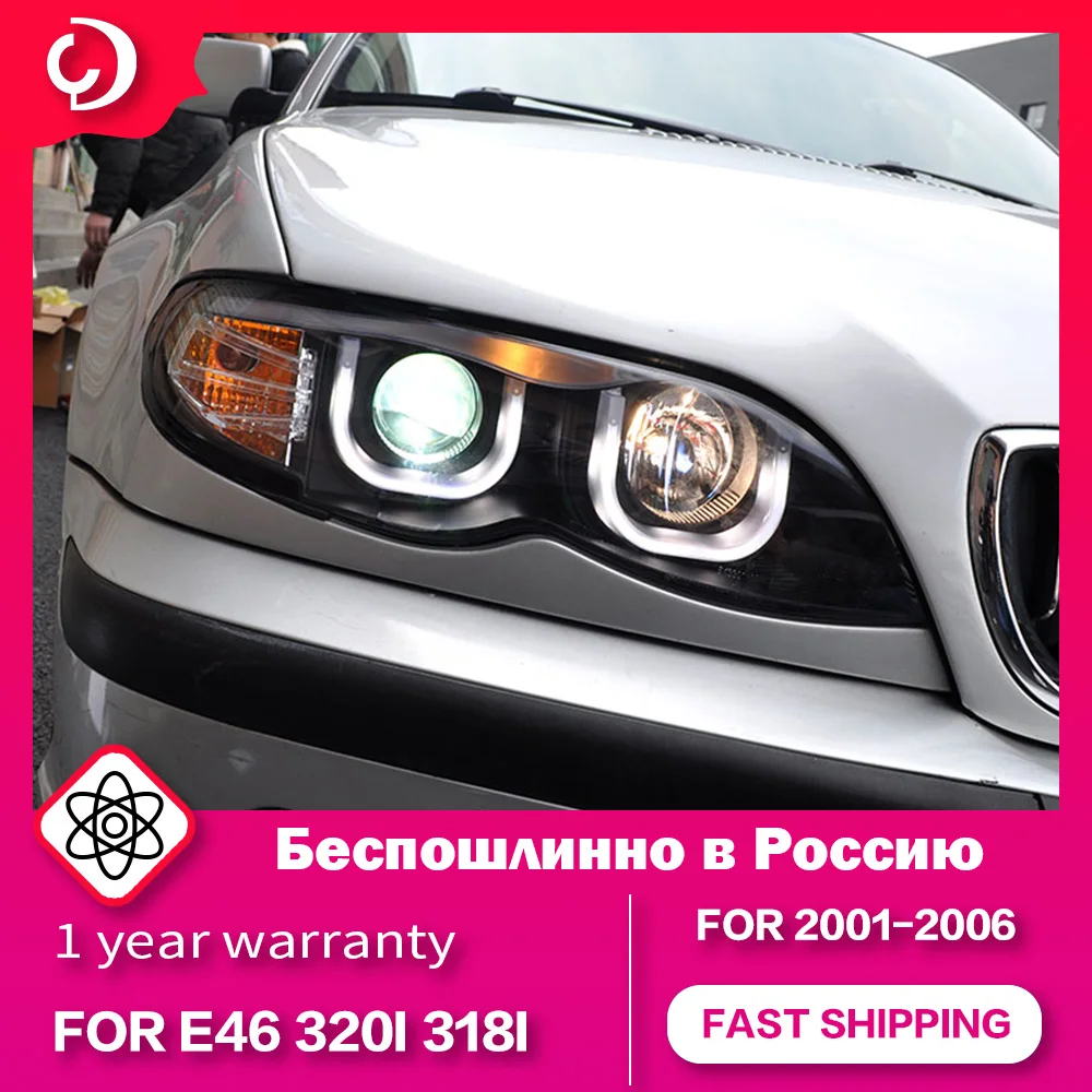 Head Lamp for BMW E46  2001-2006 Headlights 320i 318i 323i 325i DRL Foco for Led Angel Eye Bi Xenon Beam Accessories