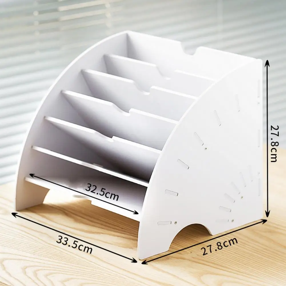 1 Set File Storage Rack Multi-layer Vertical Office Desktop Folder Organizer with Phone Holder for Home