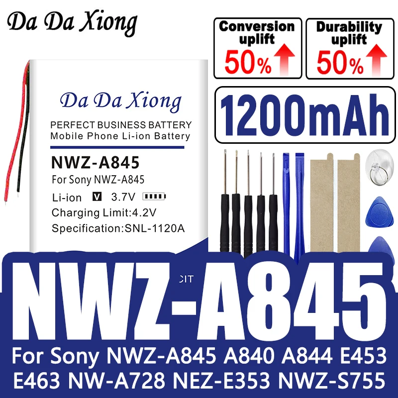 

Сменный аккумулятор 1200 мАч для Sony NWZ-A845 NW-A728 A840 A844 E453 E463 E353 NWZ-S755 S764 S645 S738F A7H NWZ-A726 NWZ-A8