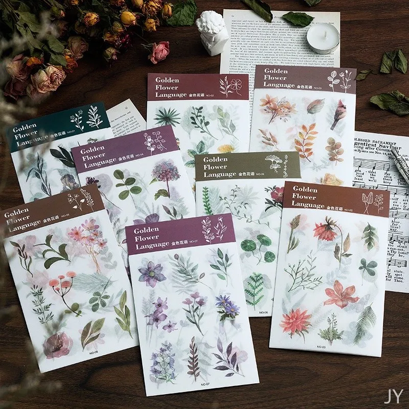 

3 шт./упак. наклейки с растениями, винтажные ретро мини-цветы, бумага васи, канцелярские наклейки, украшения, скрапбукинг, дневник, альбомы