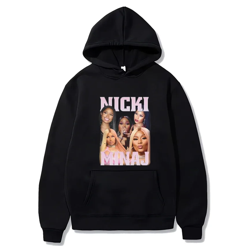 

Hot Rapper Nicki Minaj Fashion Graphics black Hoodie Men Women Hip Hop Casual streetwear Unisex Fleece Long sleeve Sweatshirt