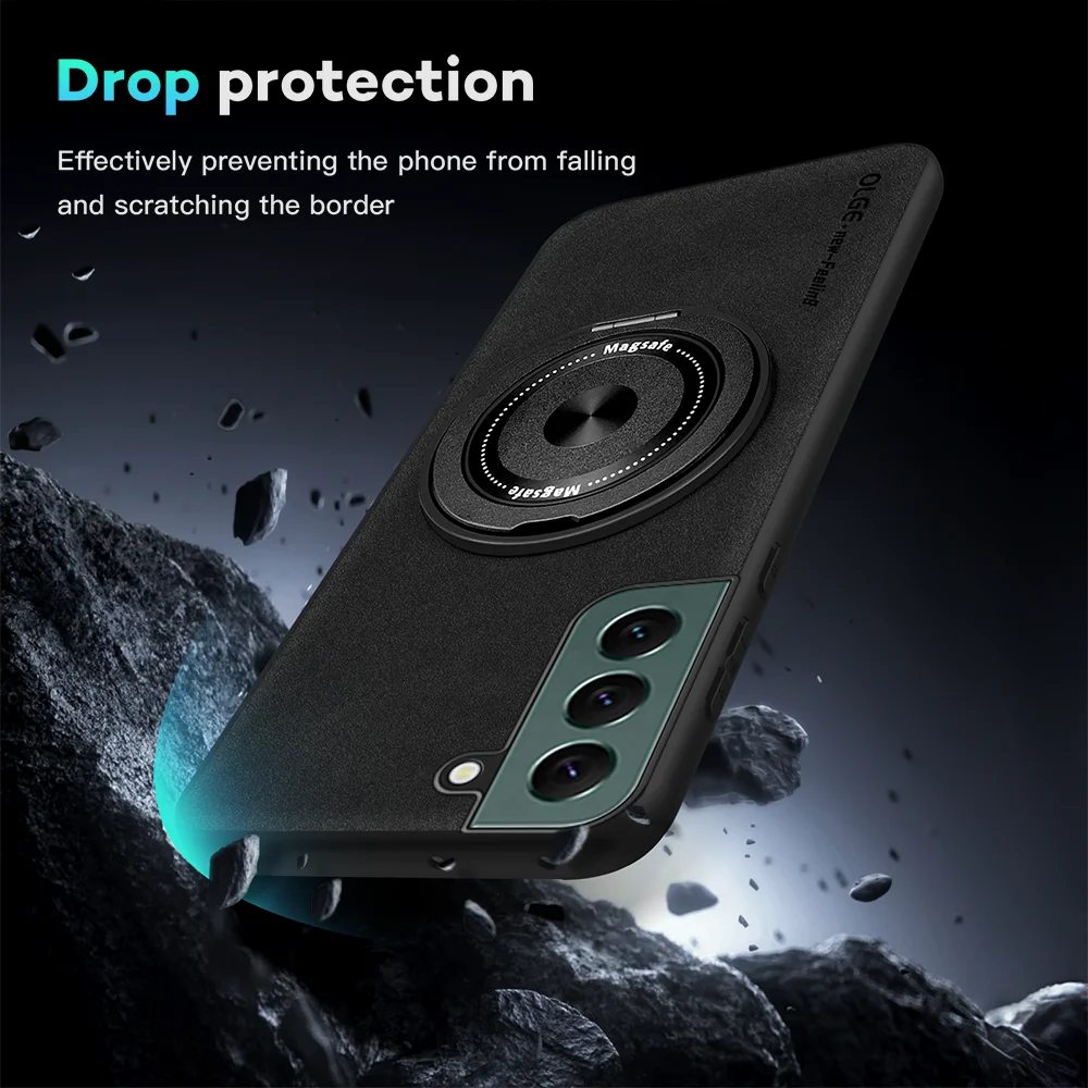 

For Samsung Galaxy S22 S22 Plus S22 Ultra Sheepskin Swivel Bracket Magnetic Soft Edge Anti Drop Anti Fingerprint Phone Case