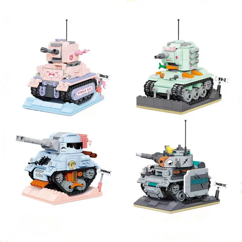 Micro Mini Building Blocks Tank Reconnaissance Fighter Series Creative Construction with Collectible Commemorative Toys