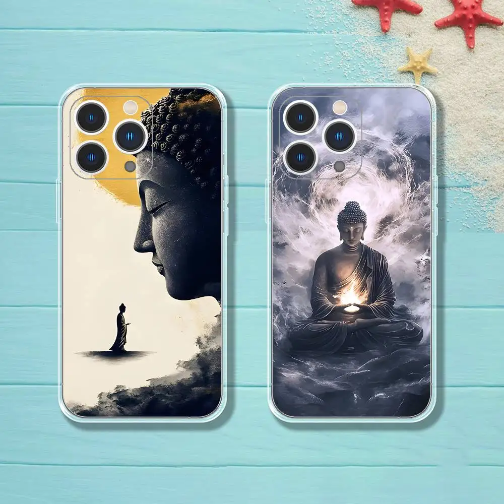 

Buddha Art Pattern Phone Case iPhone 16 17 15 14 13 12 11 Pro Max Plus Mini Clear Full Back Cover Silicone Soft Shell