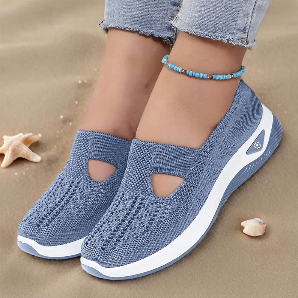 Zapatillas Deportivas Casuales Modernas para Mujer, Parte Superior de Tejido Transpirable, Suela Ligera de PVC, Plantillas Cómodas con Amortiguación y Absorción de Impactos