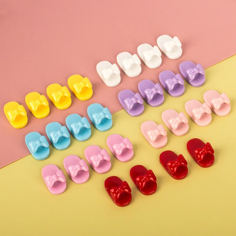 10pcs Dollhouse Kawaii Bow Slippers Figurines Fairy Garden Ornament Home Decoration Crafts Miniatures DIY Accessoires Dolls Toys