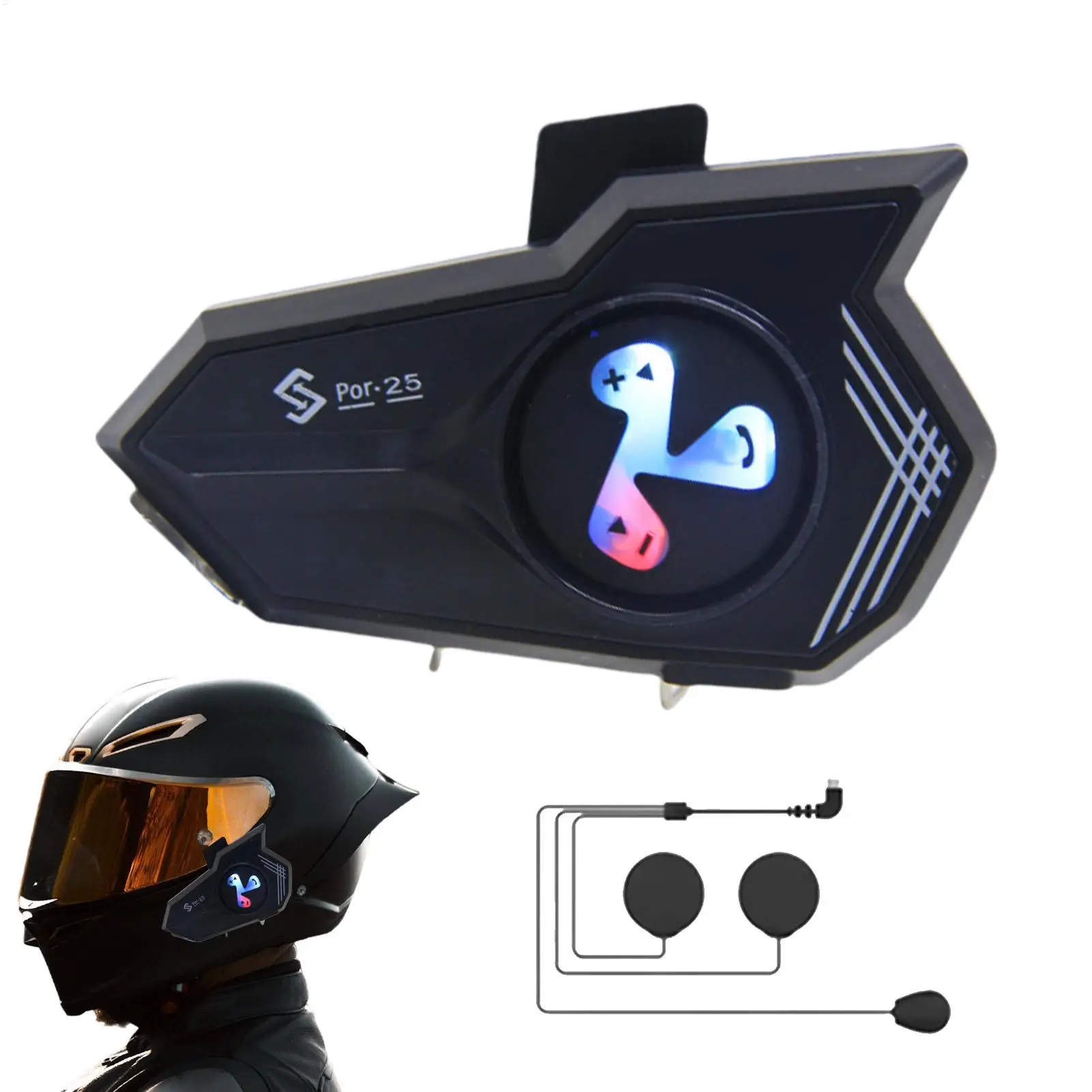 

Мотоциклетная гарнитура, мотоциклетная гарнитура для внутренней связи, красочный свет, голосовой помощник, наушники с шумоподавлением для катания на велосипеде, навыков