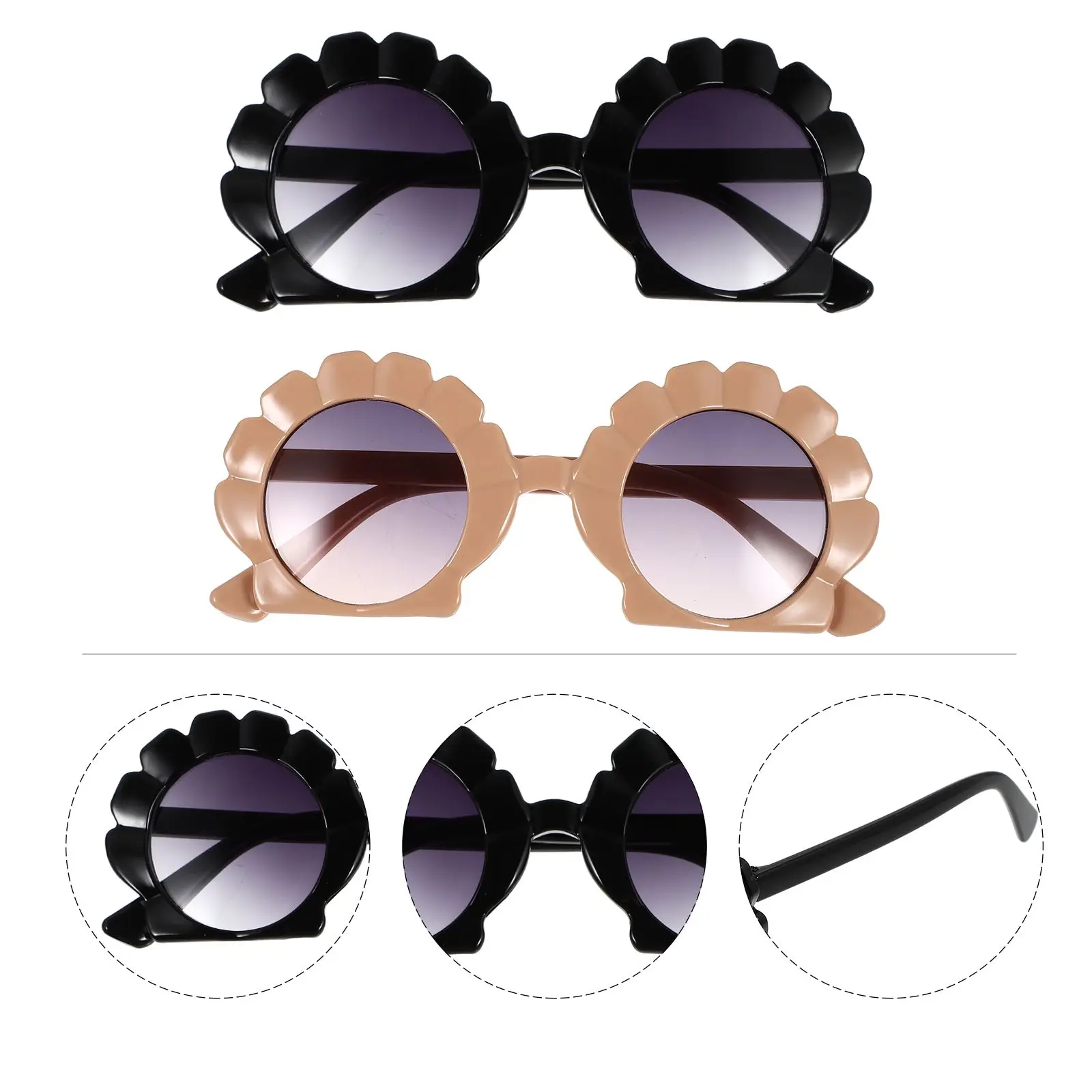 

2 Pairs Kids Sunglasses Black Party Eyeglasses Baby Photography Prop Durable PC AC Carnival Cosplay Halloween Travel Gift